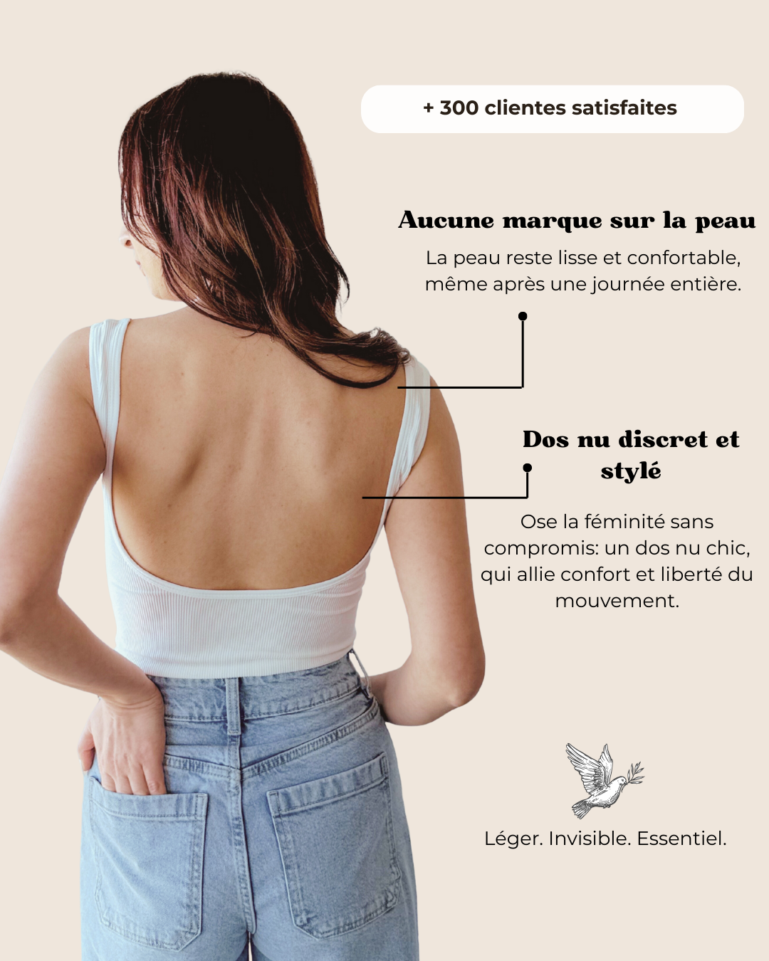 Top léger, dos nu & coussinets invisibles